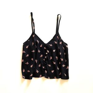 Flynn Skye button front crop cami with floral rosebud print